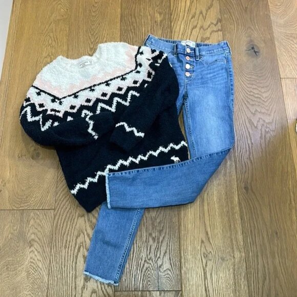 abercrombie & fitch kids Fair Isle Sweater with High Rise Jean Legging - Picture 1 of 5